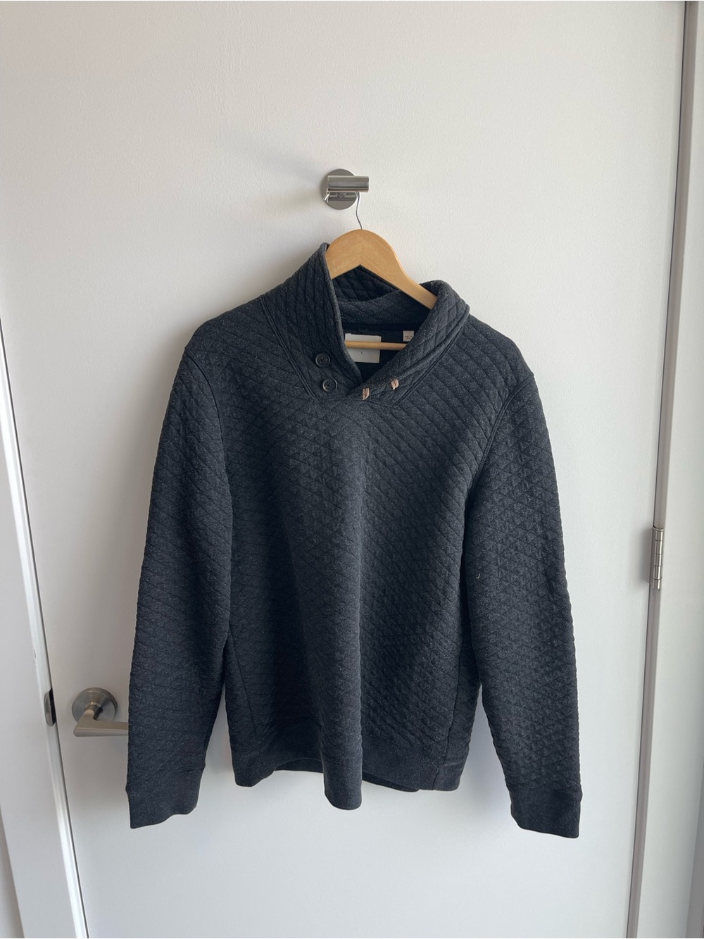 Billy Reid Men's Quilted Grey Pullover Sweater